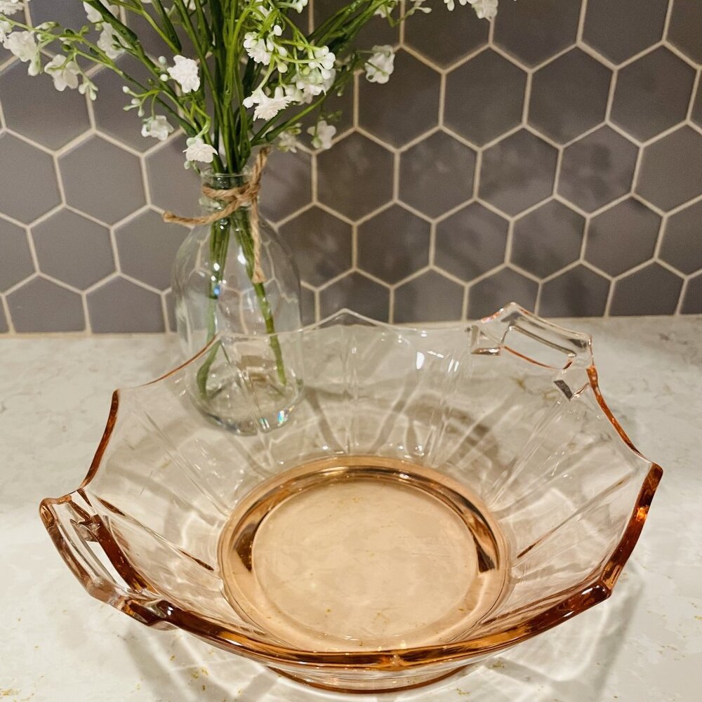 Vintage Heisey Art Deco "Molly" Pink Depression Glass Bowl